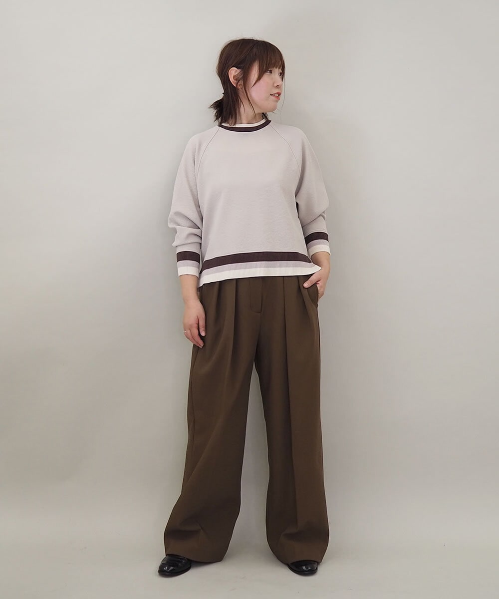 ZMFCE31130 al'aise modulation(アレーズモジュレーション) 【洗える/日本製】配色リブジャージープルオーバー グレー