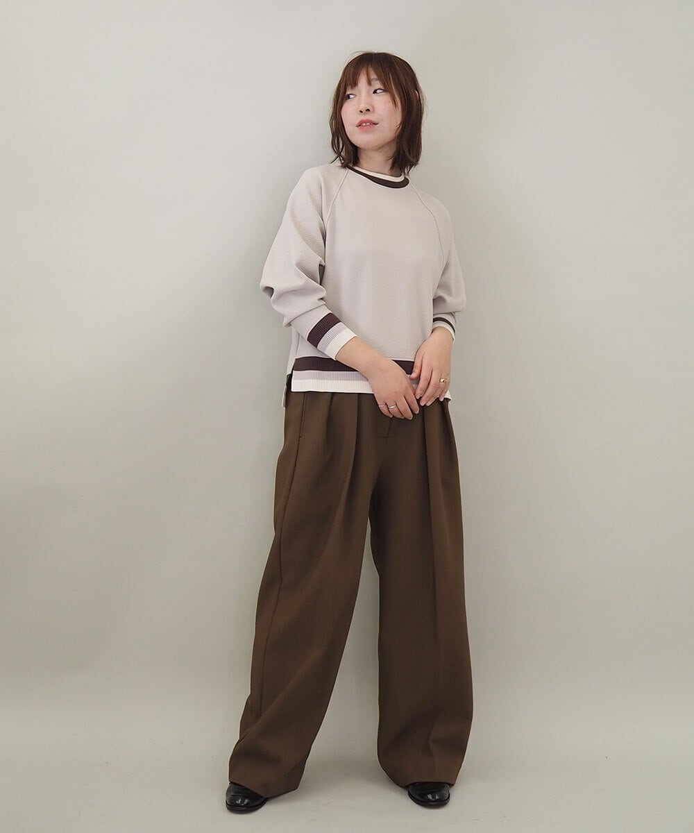 ZMFCE31130 al'aise modulation(アレーズモジュレーション) 【洗える/日本製】配色リブジャージープルオーバー グレー