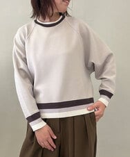 ZMFCE31130 al'aise modulation(アレーズモジュレーション) 【洗える/日本製】配色リブジャージープルオーバー グレー