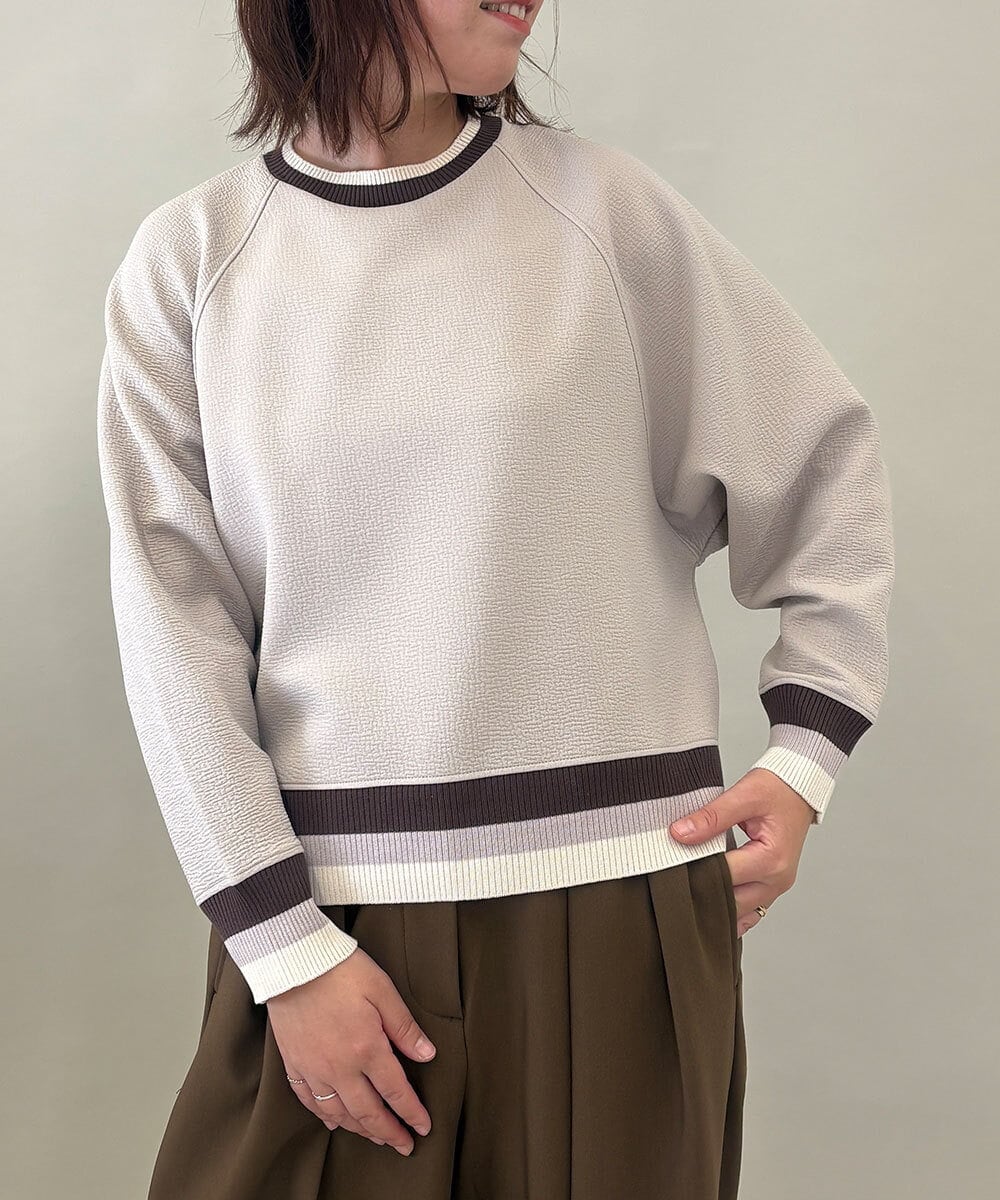 ZMFCE31130 al'aise modulation(アレーズモジュレーション) 【洗える/日本製】配色リブジャージープルオーバー グレー