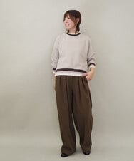 ZMFCE31130 al'aise modulation(アレーズモジュレーション) 【洗える/日本製】配色リブジャージープルオーバー グレー