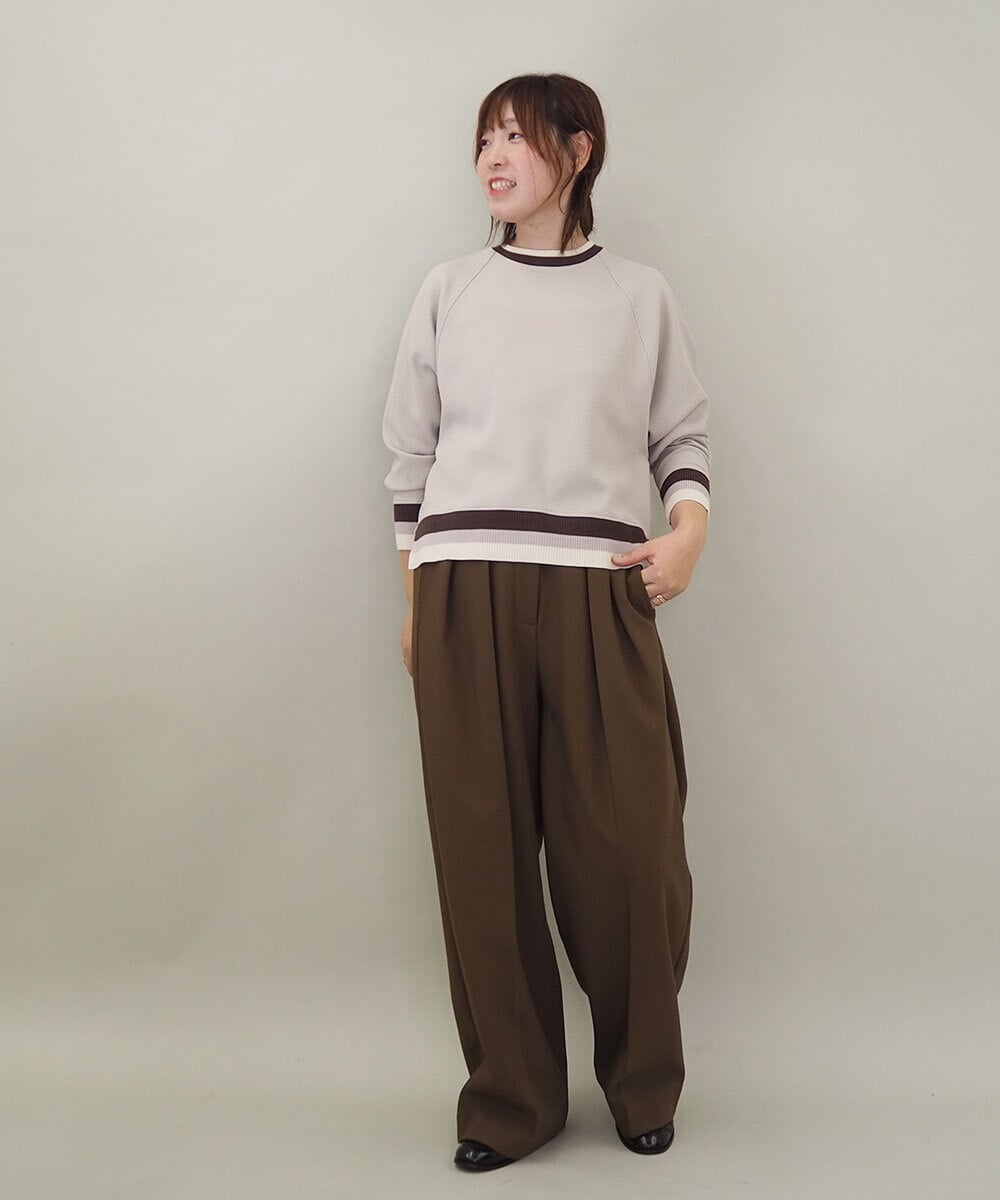 ZMFCE31130 al'aise modulation(アレーズモジュレーション) 【洗える/日本製】配色リブジャージープルオーバー グレー