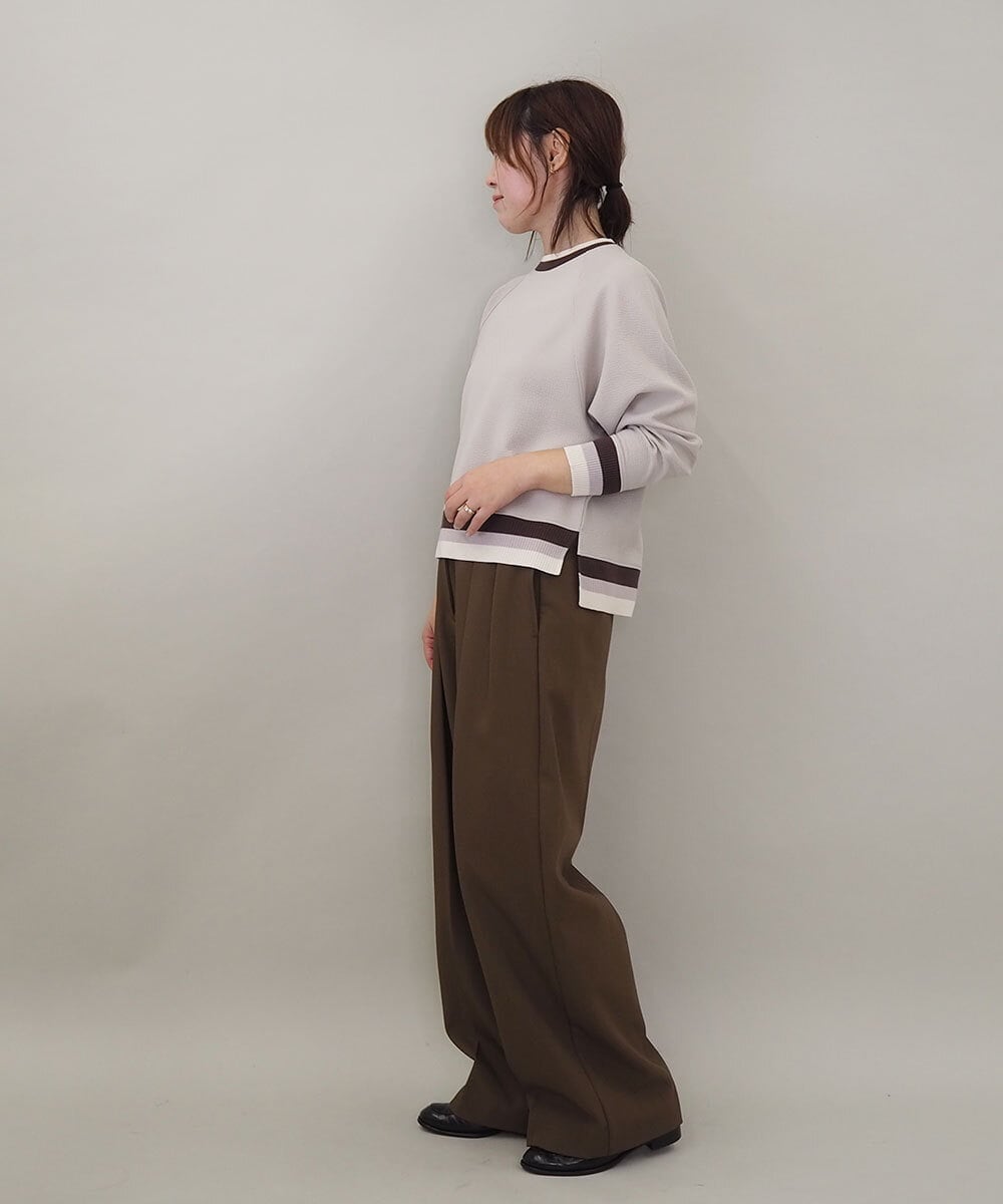 ZMFCE31130 al'aise modulation(アレーズモジュレーション) 【洗える/日本製】配色リブジャージープルオーバー グレー