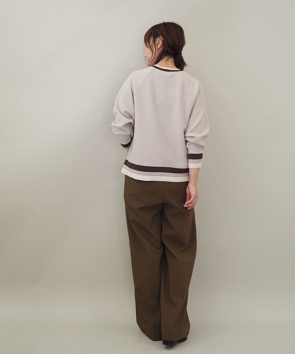 ZMFCE31130 al'aise modulation(アレーズモジュレーション) 【洗える/日本製】配色リブジャージープルオーバー グレー