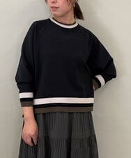 ZMFCE31130 al'aise modulation(アレーズモジュレーション) 【洗える/日本製】配色リブジャージープルオーバー ブラック