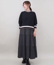 ZMFCE31130 al'aise modulation(アレーズモジュレーション) 【洗える/日本製】配色リブジャージープルオーバー ブラック