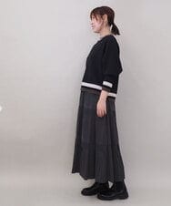 ZMFCE31130 al'aise modulation(アレーズモジュレーション) 【洗える/日本製】配色リブジャージープルオーバー ブラック