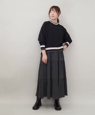 ZMFCE31130 al'aise modulation(アレーズモジュレーション) 【洗える/日本製】配色リブジャージープルオーバー ブラック