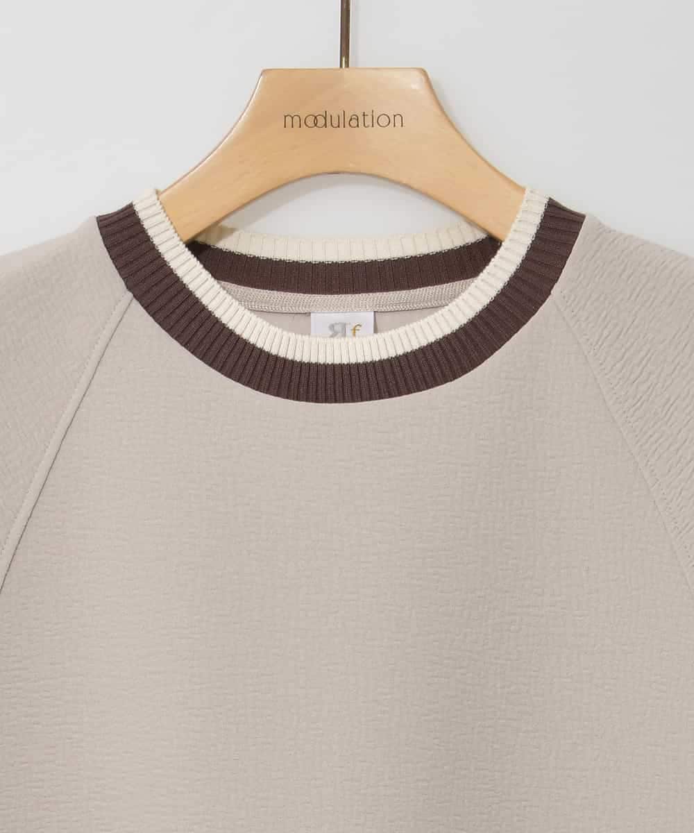 ZMFCE31130 al'aise modulation(アレーズモジュレーション) 【洗える/日本製】配色リブジャージープルオーバー グレー