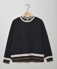 ZMFCE31130 al'aise modulation(アレーズモジュレーション) 【洗える/日本製】配色リブジャージープルオーバー ブラック