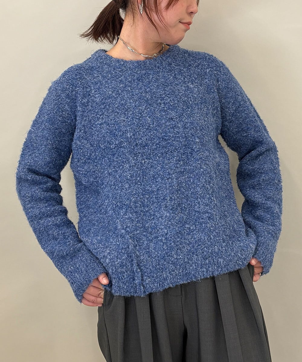 ZMFCE32140 al'aise modulation(アレーズモジュレーション) 切り替えデザインブークレニットプルオーバー ブルー