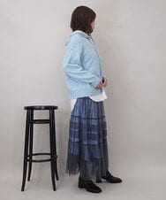 ZMFCE47170 al'aise modulation(アレーズモジュレーション) 【洗える/セットアイテム】ニットフーディープルオーバー×シャツ切替カットソー ライトブルー