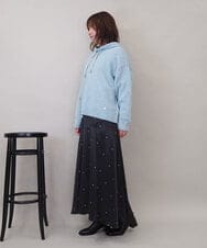 ZMFCE47170 al'aise modulation(アレーズモジュレーション) 【洗える/セットアイテム】ニットフーディープルオーバー×シャツ切替カットソー ライトブルー