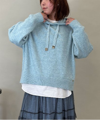 ZMFCE47170 al'aise modulation 【洗える/セットアイテム】ニットフーディープルオーバー×シャツ切替カットソー