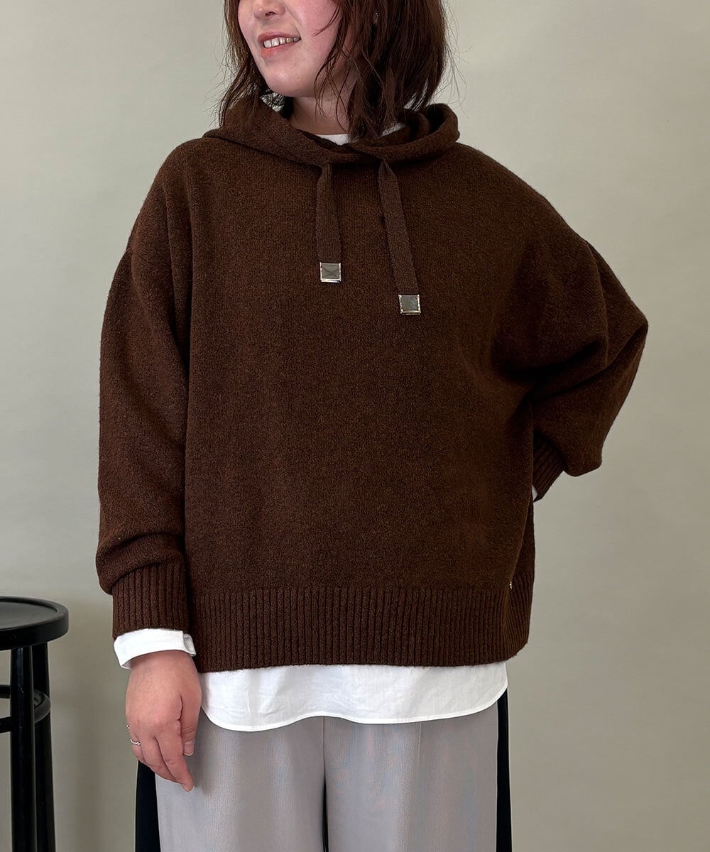 ZMFCE47170 al'aise modulation 【洗える/セットアイテム】ニットフーディープルオーバー×シャツ切替カットソー