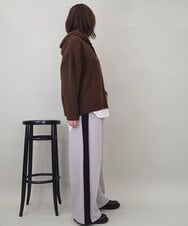 ZMFCE47170 al'aise modulation(アレーズモジュレーション) 【洗える/セットアイテム】ニットフーディープルオーバー×シャツ切替カットソー ブラウン