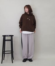 ZMFCE47170 al'aise modulation(アレーズモジュレーション) 【洗える/セットアイテム】ニットフーディープルオーバー×シャツ切替カットソー ブラウン