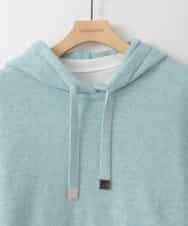 ZMFCE47170 al'aise modulation(アレーズモジュレーション) 【洗える/セットアイテム】ニットフーディープルオーバー×シャツ切替カットソー ライトブルー