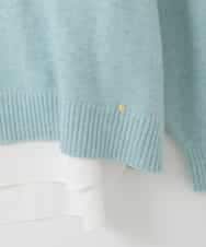 ZMFCE47170 al'aise modulation(アレーズモジュレーション) 【洗える/セットアイテム】ニットフーディープルオーバー×シャツ切替カットソー ライトブルー