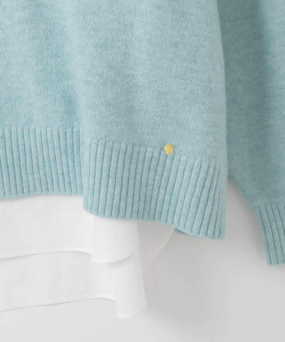 ZMFCE47170 al'aise modulation(アレーズモジュレーション) 【洗える/セットアイテム】ニットフーディープルオーバー×シャツ切替カットソー ライトブルー