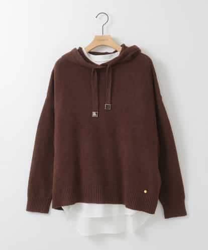 ZMFCE47170 al'aise modulation 【洗える/セットアイテム】ニットフーディープルオーバー×シャツ切替カットソー