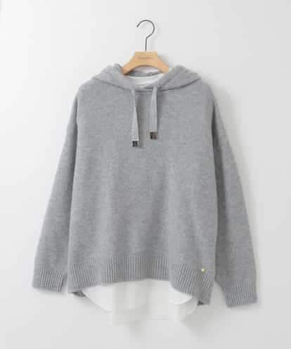 ZMFCE47170 al'aise modulation 【洗える/セットアイテム】ニットフーディープルオーバー×シャツ切替カットソー