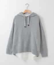 ZMFCE47170 al'aise modulation(アレーズモジュレーション) 【洗える/セットアイテム】ニットフーディープルオーバー×シャツ切替カットソー グレー