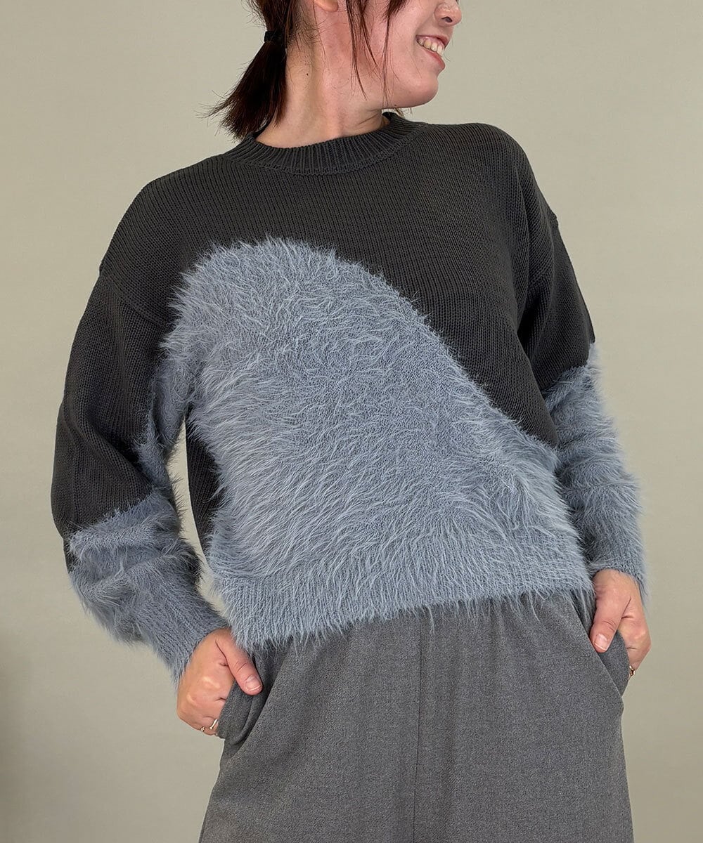 ZMFCE53110 al'aise modulation フェザー切り替えデザインニット