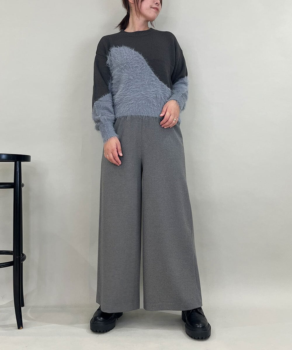 ZMFCE53110 al'aise modulation(アレーズモジュレーション) フェザー切り替えデザインニット グレー