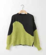 ZMFCE53110 al'aise modulation(アレーズモジュレーション) フェザー切り替えデザインニット グリーン