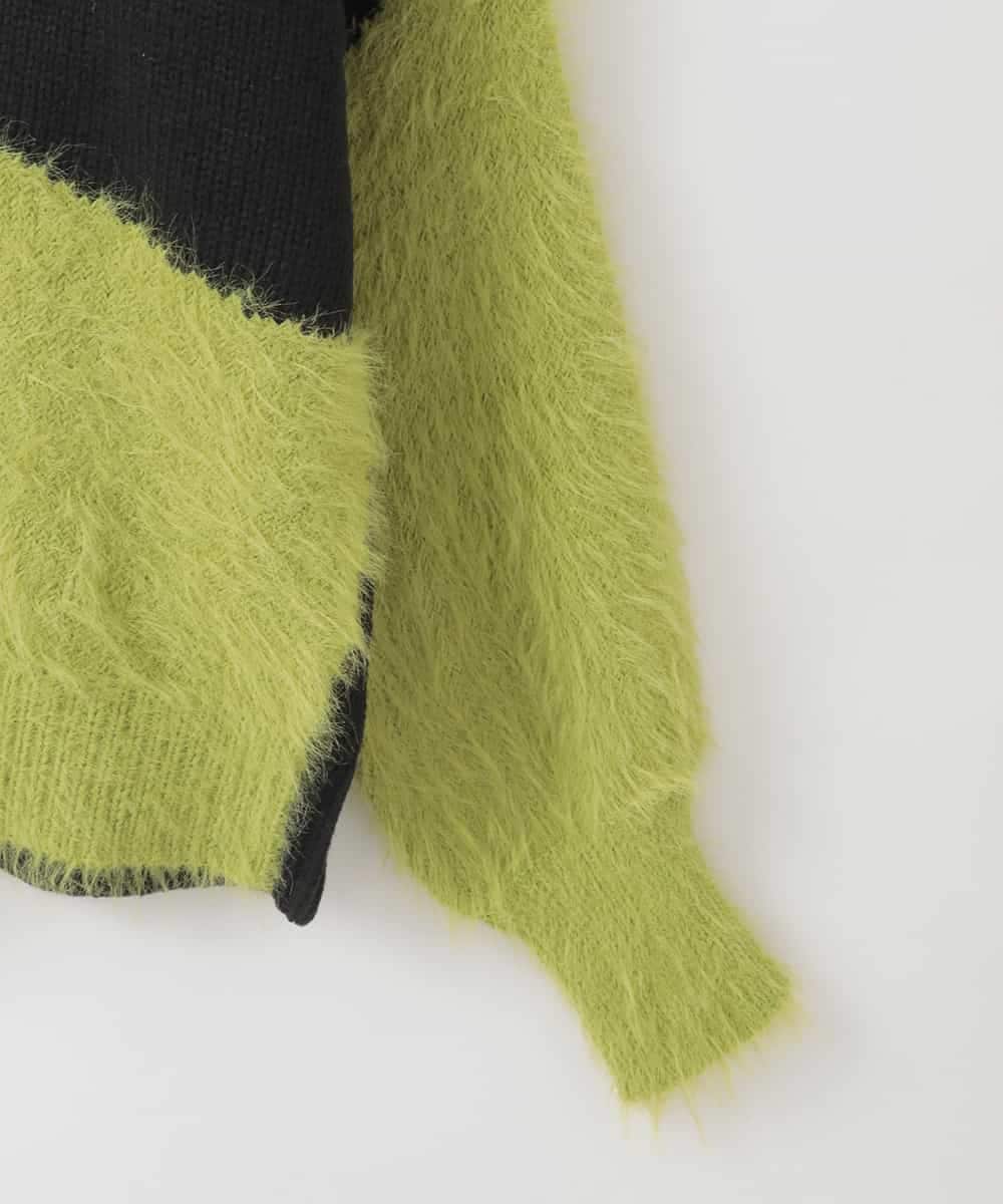 ZMFCE53110 al'aise modulation(アレーズモジュレーション) フェザー切り替えデザインニット グリーン