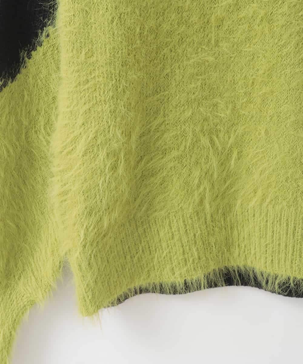 ZMFCE53110 al'aise modulation(アレーズモジュレーション) フェザー切り替えデザインニット グリーン