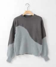 ZMFCE53110 al'aise modulation(アレーズモジュレーション) フェザー切り替えデザインニット グレー