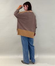 ZMFCE58099 al'aise modulation(アレーズモジュレーション) ラインカラーリブデザインニットプルオーバー ベージュ