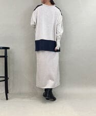 ZMFCE58099 al'aise modulation(アレーズモジュレーション) ラインカラーリブデザインニットプルオーバー グレー