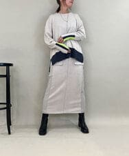 ZMFCE58099 al'aise modulation(アレーズモジュレーション) ラインカラーリブデザインニットプルオーバー グレー