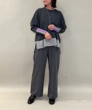 ZMFCE58099 al'aise modulation(アレーズモジュレーション) ラインカラーリブデザインニットプルオーバー ダークグレー