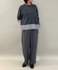 ZMFCE58099 al'aise modulation(アレーズモジュレーション) ラインカラーリブデザインニットプルオーバー ダークグレー