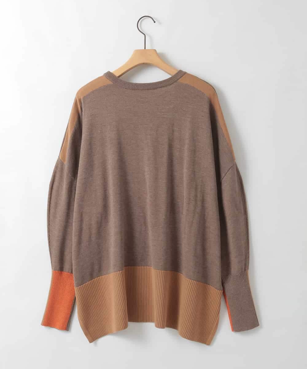 ZMFCE58099 al'aise modulation(アレーズモジュレーション) ラインカラーリブデザインニットプルオーバー ベージュ