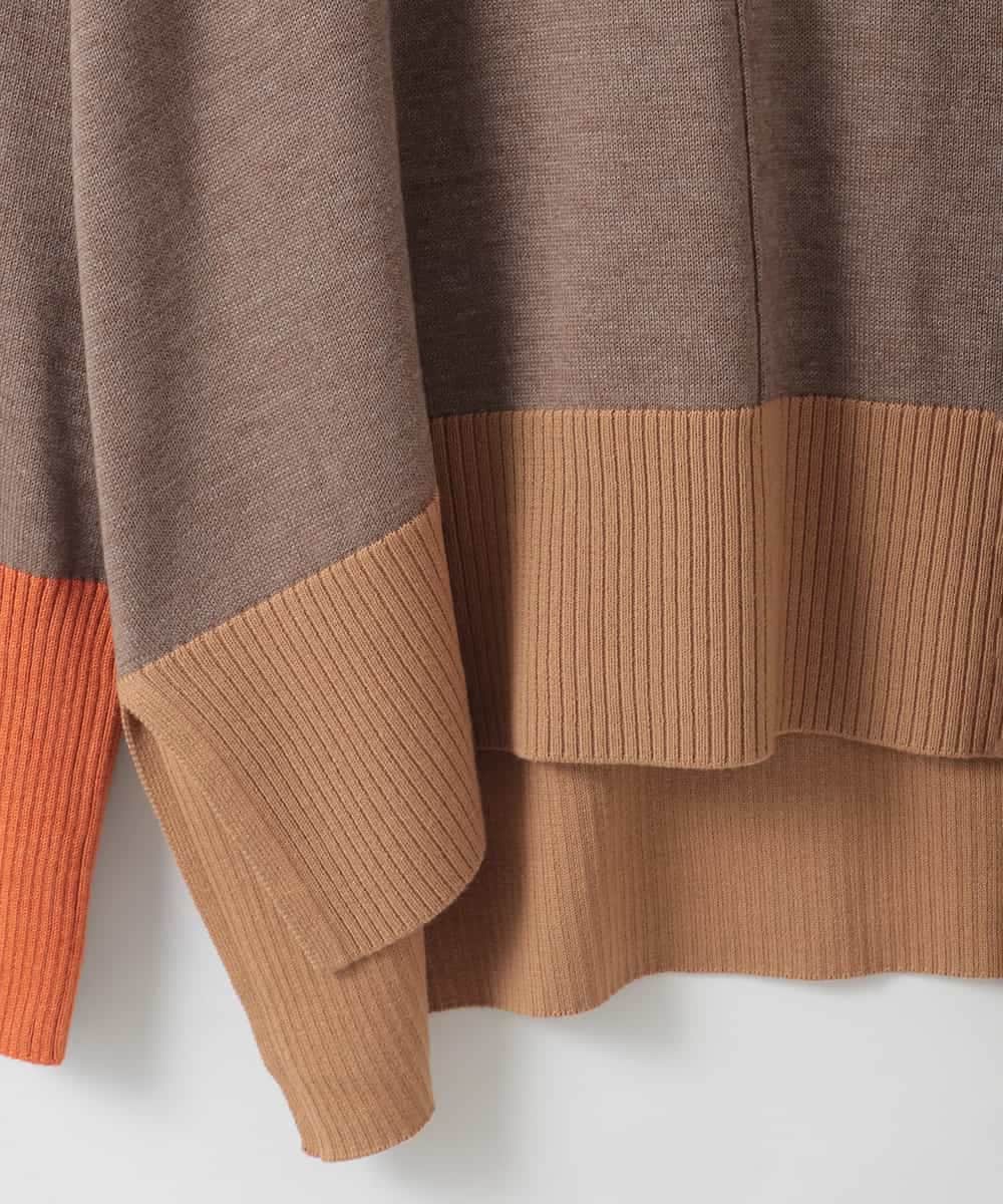 ZMFCE58099 al'aise modulation(アレーズモジュレーション) ラインカラーリブデザインニットプルオーバー ベージュ