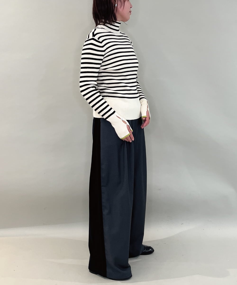 ZMFCE59099 al'aise modulation(アレーズモジュレーション) リブタートルネックニット グレー