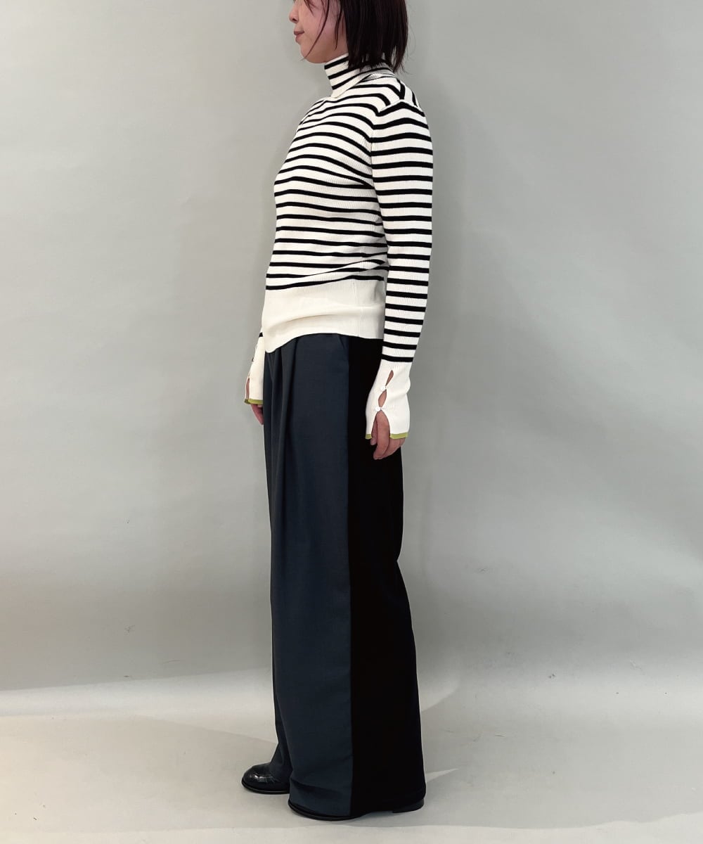 ZMFCE59099 al'aise modulation(アレーズモジュレーション) リブタートルネックニット グレー