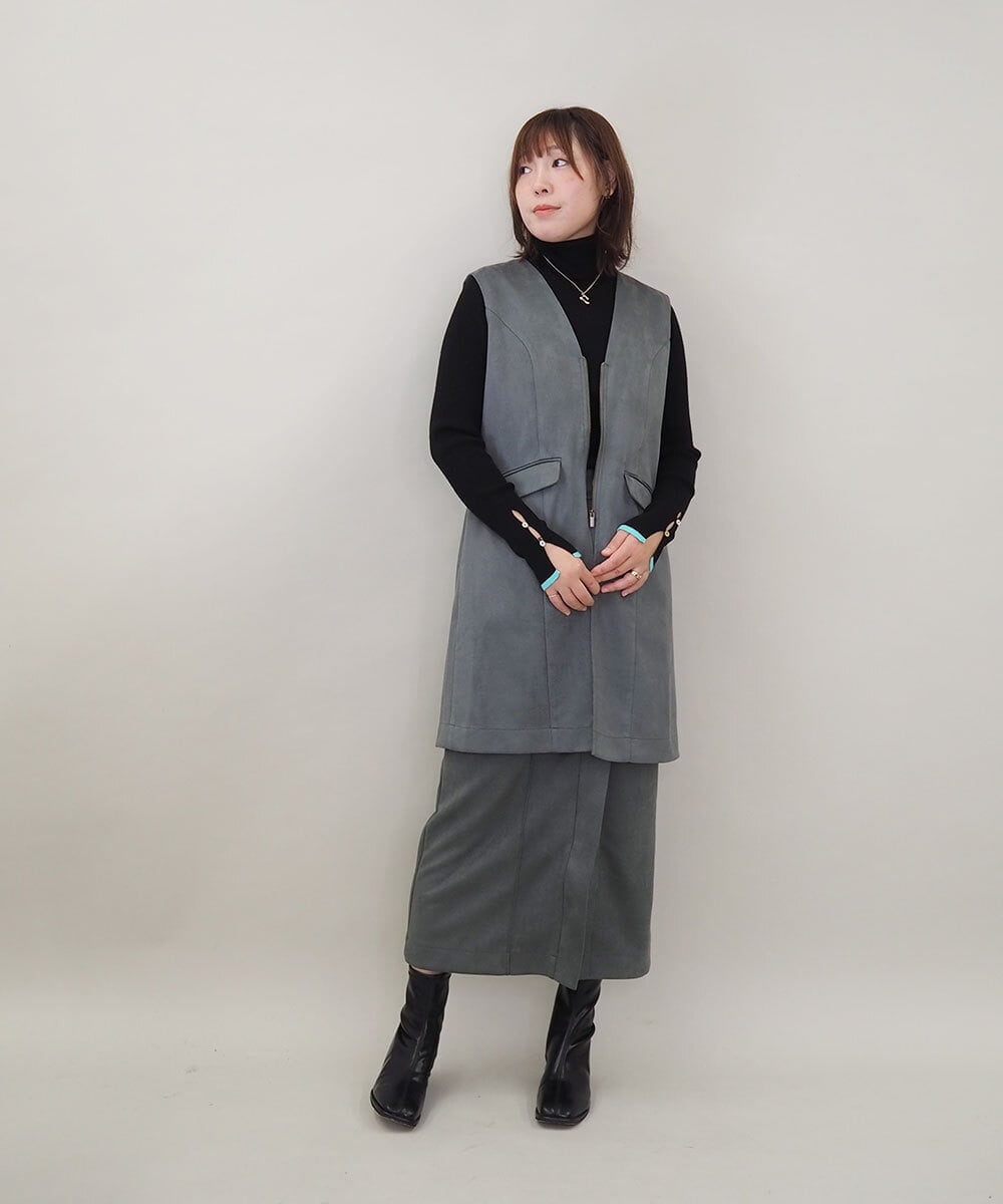 ZMFCE59099 al'aise modulation(アレーズモジュレーション) リブタートルネックニット ブラック