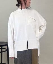 ZMFCE80089 al'aise modulation(アレーズモジュレーション) 異素材ポケットニットプルオーバー アイボリー