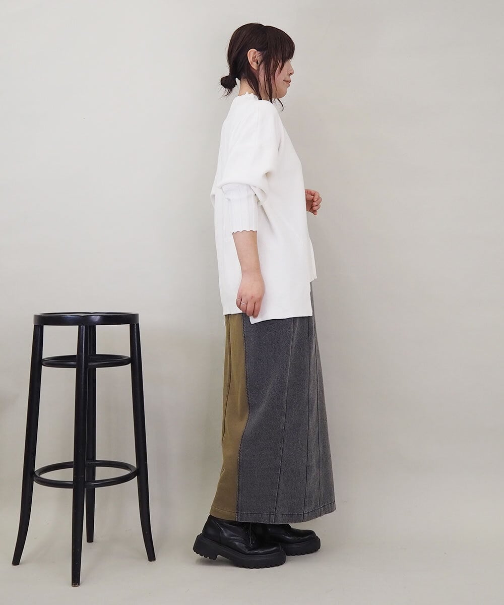 ZMFCE80089 al'aise modulation(アレーズモジュレーション) 異素材ポケットニットプルオーバー アイボリー