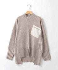ZMFCE80089 al'aise modulation(アレーズモジュレーション) 異素材ポケットニットプルオーバー ベージュ