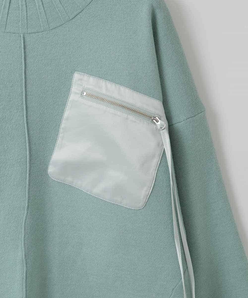 ZMFCE80089 al'aise modulation(アレーズモジュレーション) 異素材ポケットニットプルオーバー グリーン