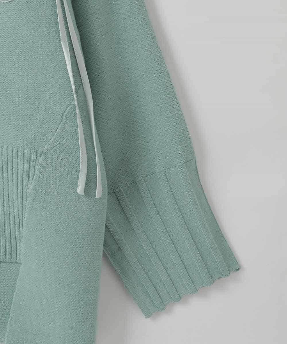 ZMFCE80089 al'aise modulation(アレーズモジュレーション) 異素材ポケットニットプルオーバー グリーン