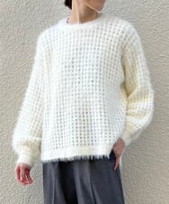 ZMFCW08130 al'aise modulation(アレーズモジュレーション) ウール混シャギーニットプルオーバー ホワイト