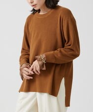 ZMFCW09130 al'aise modulation(アレーズモジュレーション) シアー袖リブニットプルオーバー ブラウン